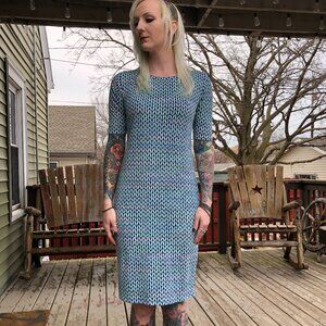 Knitters Dress - Stockinette Print Julia Light blue LuLaRoe Knitting - XS